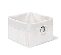 Relaxdays 3 x Cajas de almacenaje de bambú blanco blanco,plata