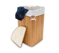 Relaxdays 3x cestos ropa sucia esquineros de bambú blanco,marrón claro