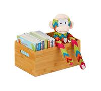 Relaxdays 4 Cajas de Almacenaje, Bambú, Estable, Abierta, Almacenamiento, Organizador sin Tapa, Baño, Cocina, 14x30x20 cm, Natural