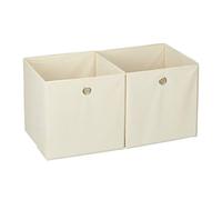 Relaxdays 4 cajas de almacenamiento de tela cuadradas para estantería, caja de tela en forma de cubo, 30 x 30 x 30 cm, color beige