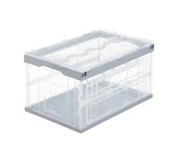 Relaxdays 4 cajas plegables transparente tapa gris transparente,gris