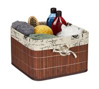 Relaxdays 4 cestos almacenamiento marrones bambú marrón,crema,negro