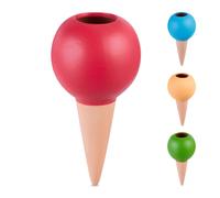 Relaxdays 4 conos de riego diseño globo multicolor azul,marrón claro,rojo