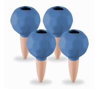 Relaxdays 4 Conos de Riego, Picos de Autorriego Ø 6cm, Dosifican el Agua, Regadores 60 ml, Arcilla, Terracota/Azul