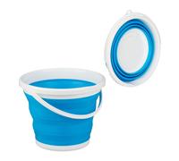 Relaxdays 4 cubos plegables 10 l azul blanco,azul