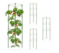 Relaxdays Pack 4 jaulas tomates redondas 60 cm verde