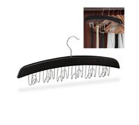 Relaxdays 4 Perchas de cinturones madera negra negro,plata