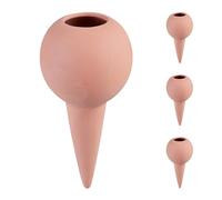 Relaxdays 4 Picos de Riego con Forma de Globo, para Botellas Pet de 1,5 L, para Plantas de Interior y Balcón, Terracota