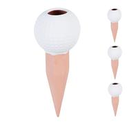 Relaxdays 4 conos de riego diseño pelota de golf blanco,marrón claro