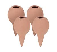 Relaxdays 4 Picos Riego Arcilla, Cono Autorriego Maceta y Huerto Urbano, Regador Planta 100 ml, 11,5 x 6 cm, Terracota