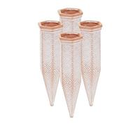 Relaxdays 4 Picos Riego Plantas, Conos Autorriego Maceta, Regador Arcilla Compatible con Botella 1,5l, Terracota/Blanco
