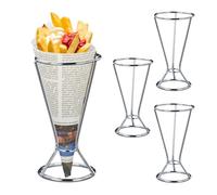 Relaxdays 4 soportes de acero para patatas fritas plata