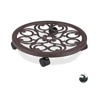 Relaxdays 4 soportes macetas marrones con ruedas marrón,negro