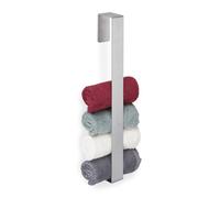 Relaxdays 4 Toalleros adhesivos para pared de baño plata