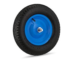 Relaxdays 4 x Ruedas Carretilla 4.80 4.00-8, Eje, 2PR, Neumática, Recambio Carrito, hasta 120 kg, Llanta Acero, Negro y Azul