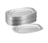 Relaxdays 40 Bandejas Aluminio, 35x24 cm, Platos Ovalados Catering, Aperitivos o Calor Indirecto en Parrilla, Plateado