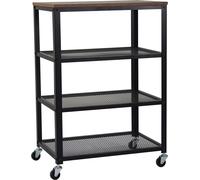 Carro Relaxdays, 4 estantes, Estilo Industrial, Cocina y salón, HBT: 85 x 60 x 40 cm, Carro móvil, Negro/marrón