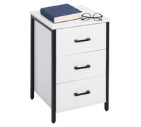 Relaxdays 4052025824105, Mesita de noche, , Blanco, 3 cajones, MDF, Madera, Acero, 30 kg, 400 mm