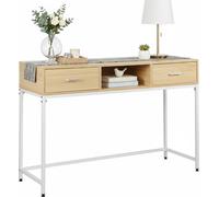 Relaxdays 4052025850135, Mesa auxiliar lateral/de esquina, forma rectangular, 4 patas, madera natural