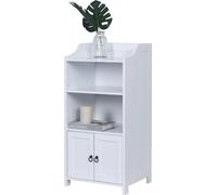 Relaxdays 4052025857646, Blanco, De pie, 3 estantes, 2 puertas, Tablero de fibra de densidad media (MDF), 405 mm