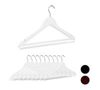 Relaxdays, 44,5 cm Pack 10 Perchas Ropa con Gancho Giratorio, Madera, Blanco, Hierro, 5 cm de Ancho