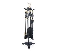 Relaxdays 5 accesorios para chimenea oro,negro