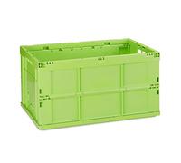 Relaxdays 5 Cajas Transporte Profesionales, Cestas Plegables Resistentes, Plástico Duradero, 60 litros, Verde