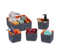Relaxdays 5 cestas de almacenaje en gris y naranja antracita,naranja