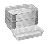 Relaxdays 50 Bandejas Aluminio, Envase Desechable Alimentos, Recipiente Recogegotas BBQ, Parrilla, 31x21 cm, Plateado