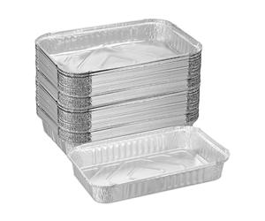 Relaxdays 50 Bandejas Aluminio, Envase Desechable Alimentos, Recipiente Recogegotas BBQ, Parrilla, 31x21 cm, Plateado