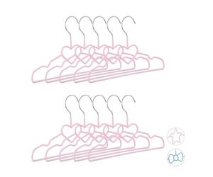 Relaxdays 50 perchas infantiles corazón rosa rosa,plata
