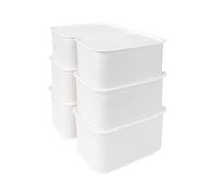 Relaxdays Caja de almacenamiento con tapa, 6 uds. blanco