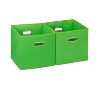 Relaxdays 6 cajas de tela verdes para almacenar verde,plata