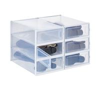 Relaxdays 6 cajas para guardar botas de caña alta blanco,transparente