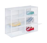 Relaxdays 6 cajas para zapatos transparentes blanco,transparente