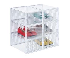 Relaxdays 6 cajas para zapatos transparentes blanco,transparente