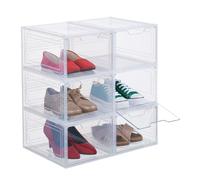 Relaxdays 6 cajas zapatos apilables grandes transparente