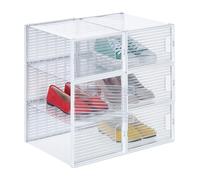 Relaxdays 6 Cajas Zapatos, Talle 45, Apilables, Plegables, Ranuras Ventilacón, Plástico, 15,5x23,5x34 cm, Transparente
