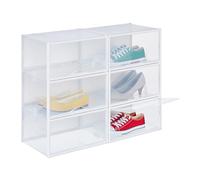 Relaxdays 6 cajas para zapatos transparentes blanco,transparente