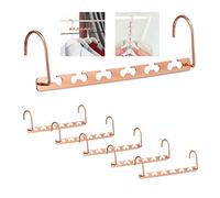 Relaxdays 6 Perchas Ahorra Espacio, Múltiple, Ganchos para 12 Colgadores, Uso Horizontal/Vertical, 26 cm, Metal, Cobre