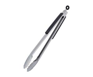 Relaxdays 6 pinzas de acero inoxidable para asar negro,plata