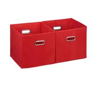 Relaxdays 6x cestas de tela rojas rojo,plata