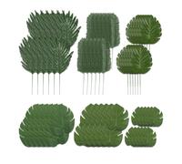 Relaxdays 72 hojas plantas tropicales artificiales verde oscuro
