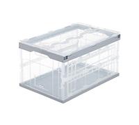 Relaxdays 8 Cajas de Almacenaje con Tapa Plegables, Plástico, 31.5 x 59.5 x 39.5 cm, Transparente y Gris