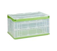 Relaxdays 8 cajas de transporte con tapa verde,transparente