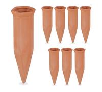 Relaxdays 8 Picos Riego Plantas, Cono Regador, Autorriego con Botellas 1,5L, Arcilla, Macetas y Jardineras, Terracota