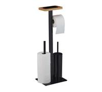 Relaxdays Accesorio baño 3 en 1 con balda marrón claro,negro