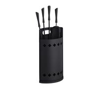 Relaxdays Accesorios chimenea 5 piezas con cubo negro