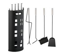 Relaxdays 5 accesorios para chimenea en negro negro,plata