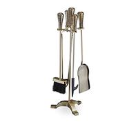 Relaxdays Accesorios de chimenea 5 piezas dorados oro,negro